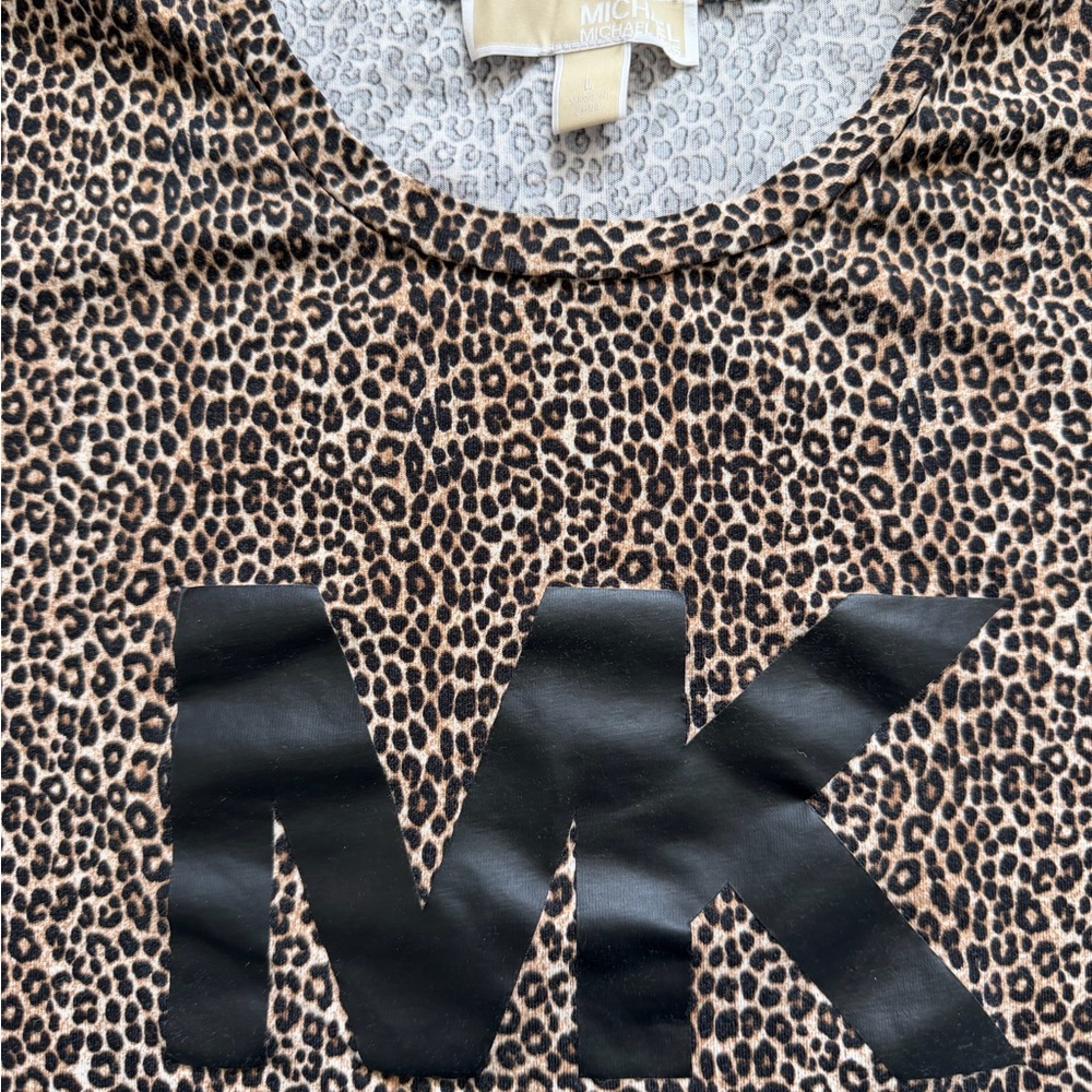 MICHAEL Michael Kors Girls Leopard Print Hoodie with Black MK Logo